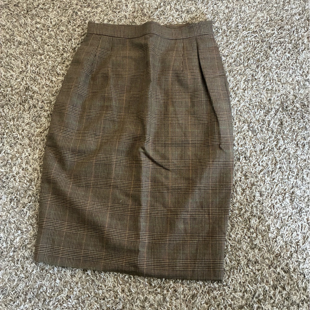 Vintage Carolyne Roehm Plaid Wool Skirt